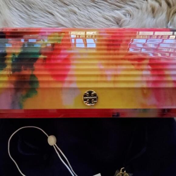 NWT Authentic Tory Burch Rayna Resin Clutch - Picture 9 of 12